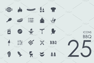烧烤元素图标 25 Barbecue icons