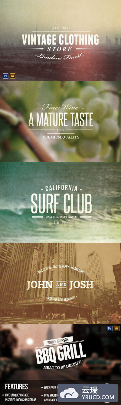 经典logo设计模板 Vintage Logo/Insignia Collection