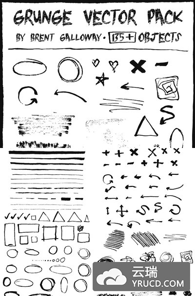 手绘涂鸦插画 Hand Drawn Grunge Vector Pack