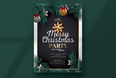 黑色和金色圣诞传单海报模板[Ai]