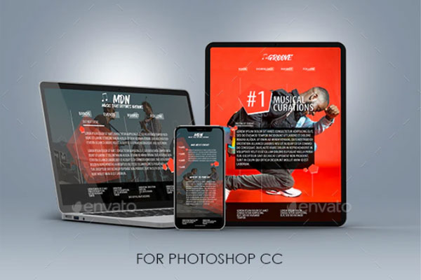 响应式网站设计效果图多设备预览PSD样机