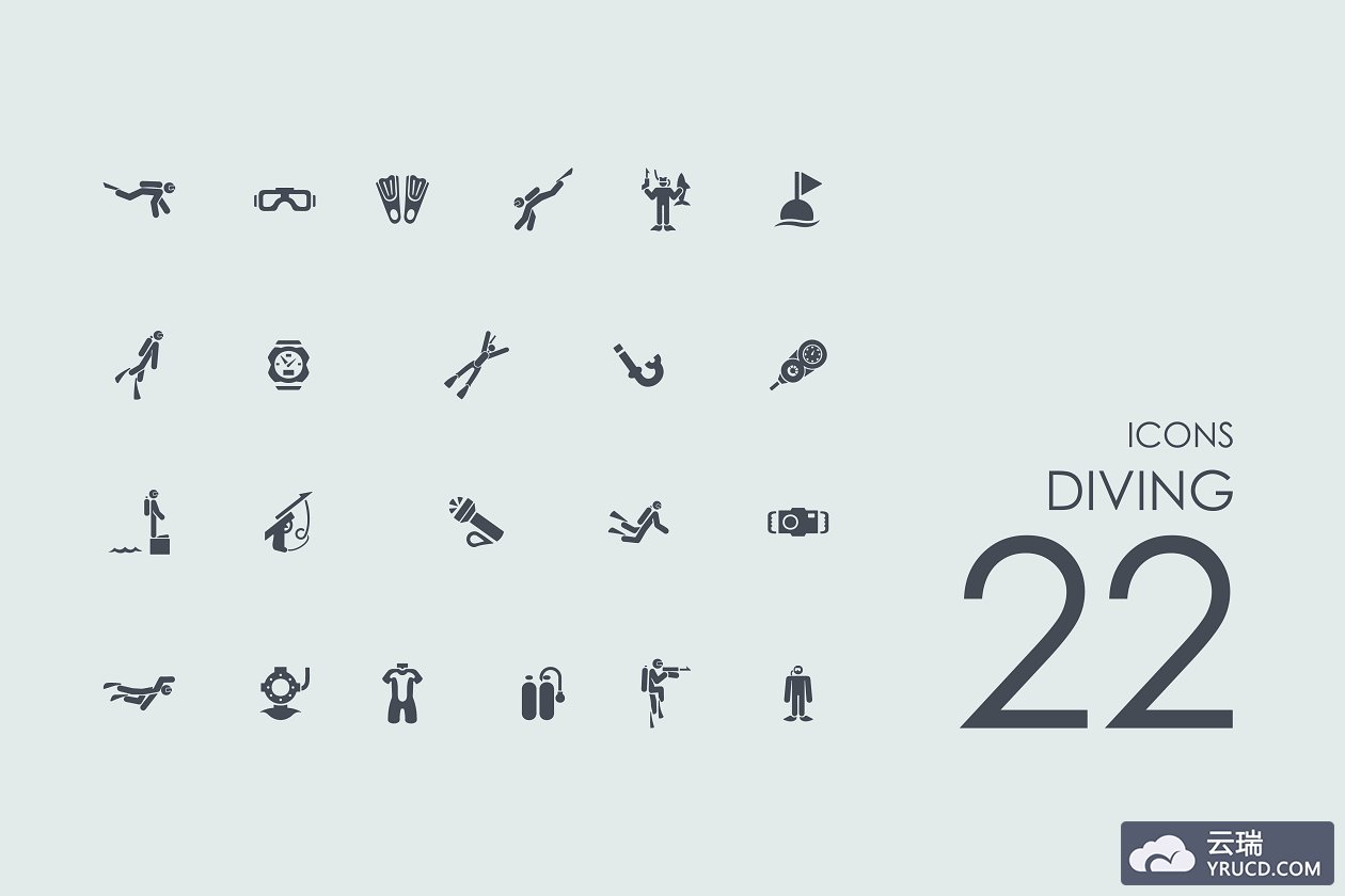 潜水矢量图标素材 22 Diving icons