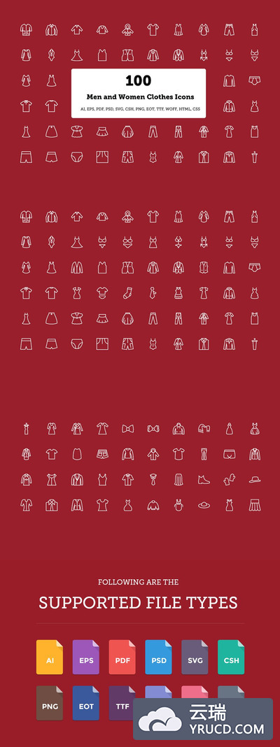 服饰图标素材 100 Men and Women Clothes Icons