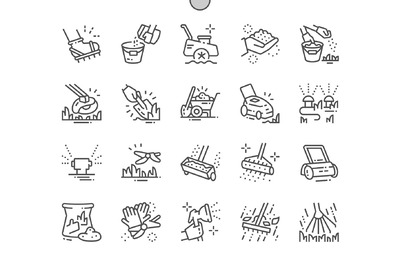 草坪养护图标素材 Lawn care Line Icons