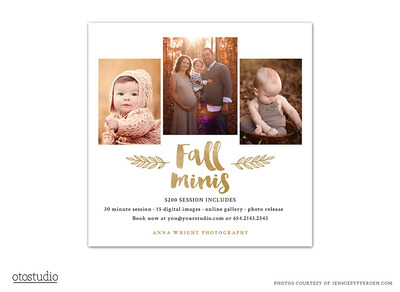 秋季出生卡片模板 Fall mini session template