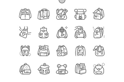背包图标素材 Backpacks Line Icons
