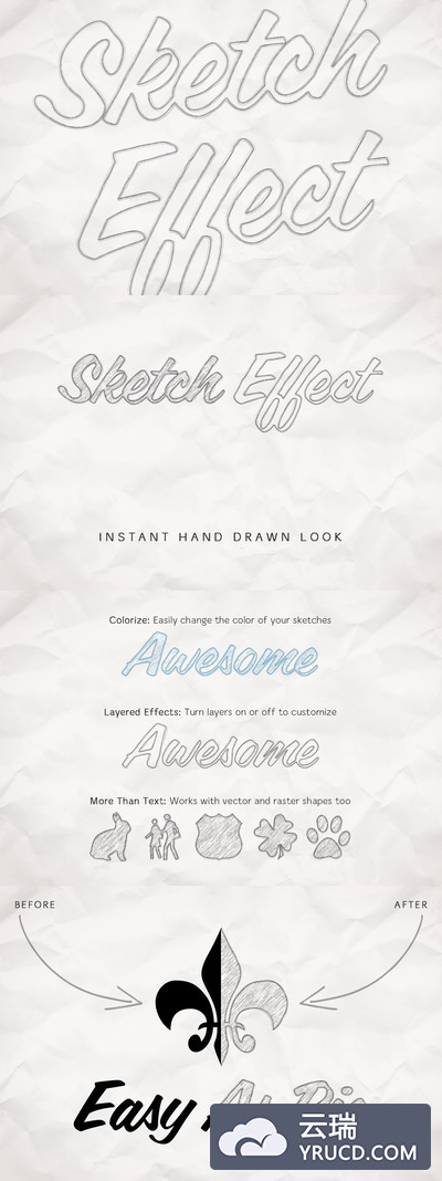 手绘效果字体 Hand Drawn Sketch Effect