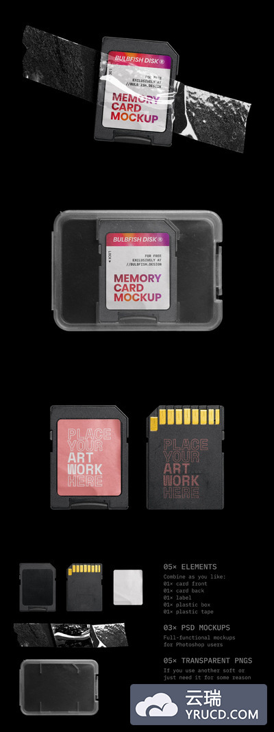 SD卡记忆卡品牌设计样机[PSD]