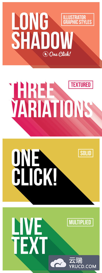 长投影字体图形 Long Shadow Graphic Styles