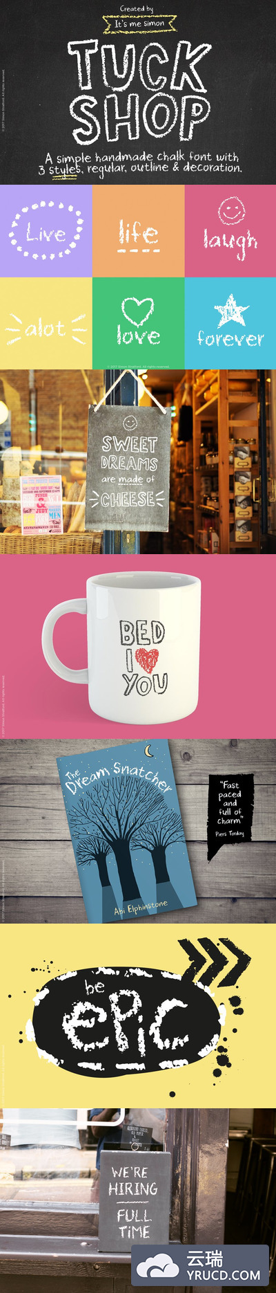 手绘粉笔字体 Chalk font Tuck Shop handmade type