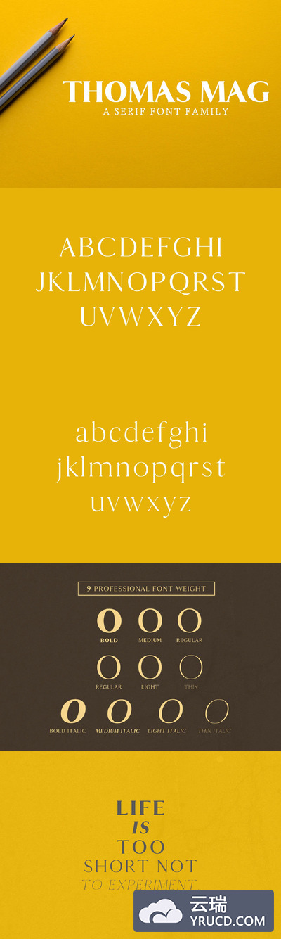 复古时尚衬线字体 Thomas Mag Serif 9 Fonts Family Pack