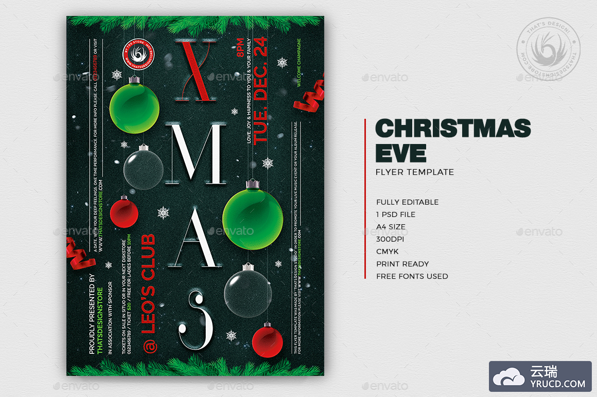 圣诞平安夜派对活动邀请传单模板