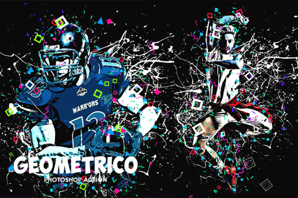彩色几何图形效果照片处理ps动作下载