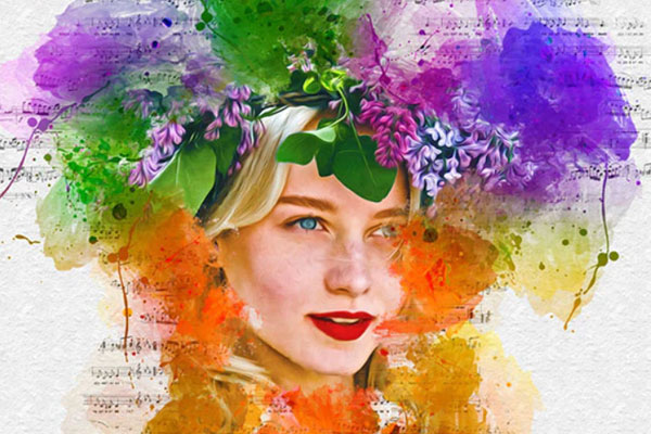 油漆艺术水彩绘画效果照片处理ps动作下载