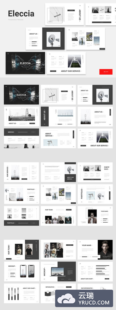 时尚简约高端可再生能源环保绿色清洁能源公司powerpoint幻灯片演示模板（pptx）