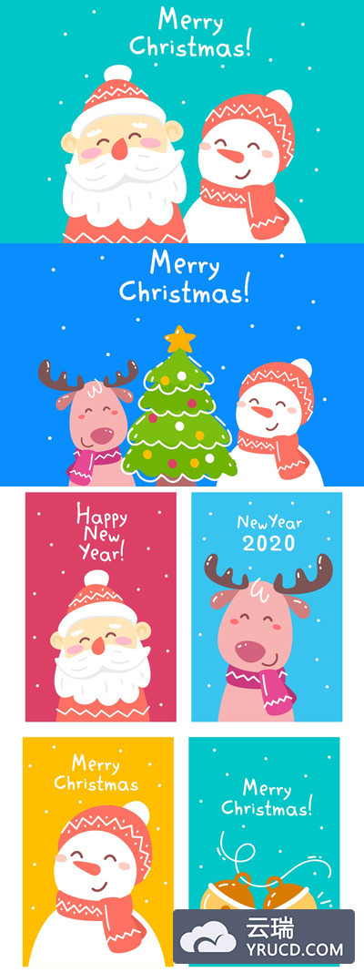 圣诞节矢量卡片素材下载[EPS]