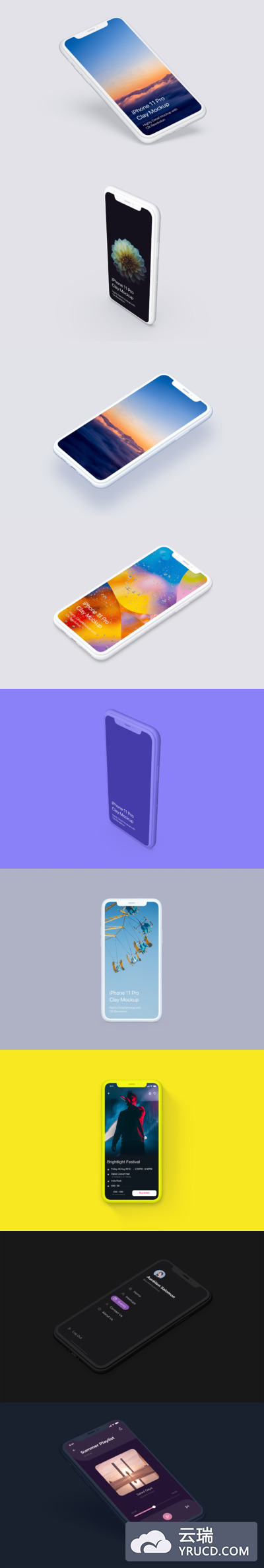 多角度 iPhone 11 Pro 手机样机素材下载[PSD]