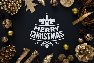 金色圣诞节广告样机[PSD]