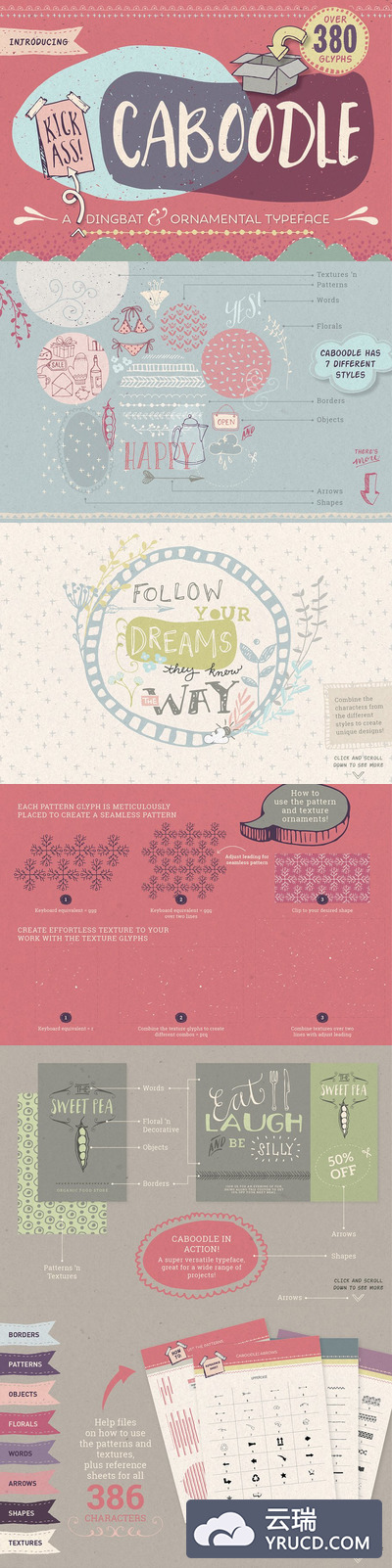 手写复古设计字体 Caboodle dingbat typeface