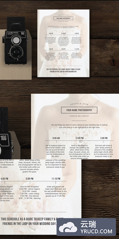 酒店婚礼海报模板 Wedding Day Schedule Template