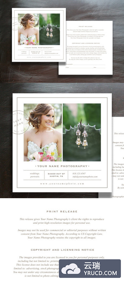 婚礼邀请函卡片模板 Photographer Print Release Form