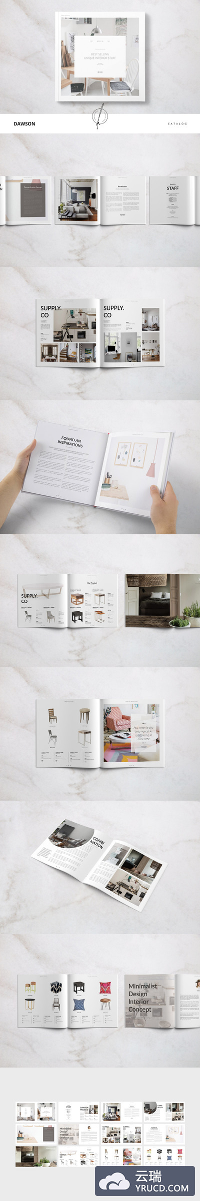 家具方形画册模板 Dawson Catalog