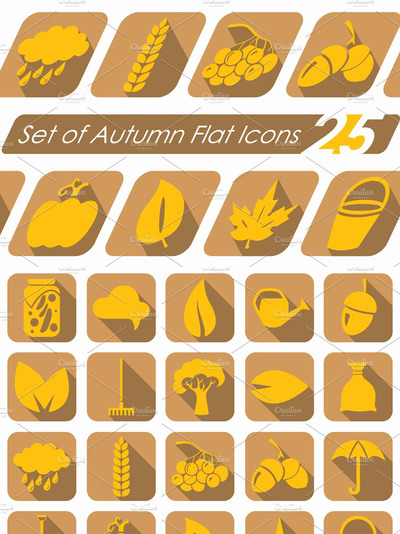 秋季矢量图标素材 Set of autumn icons
