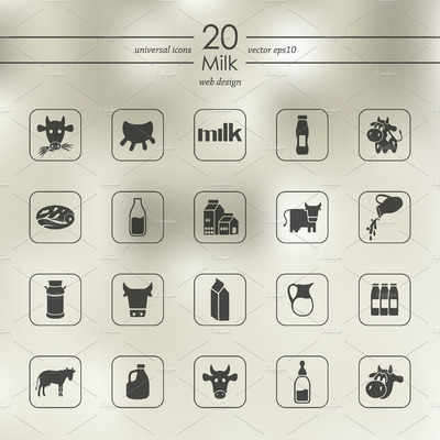 牛奶图标素材 Set of milk icons