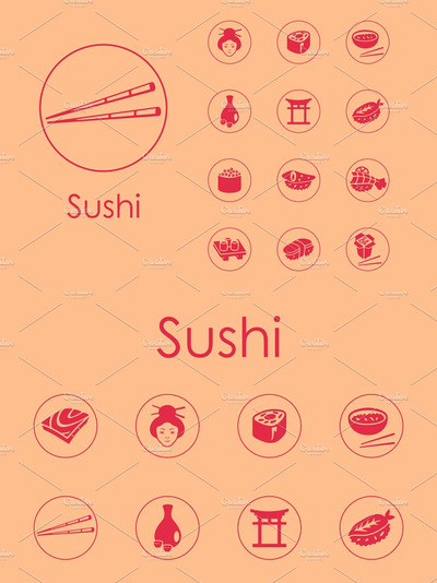 寿司图标素材 sushi simple icons