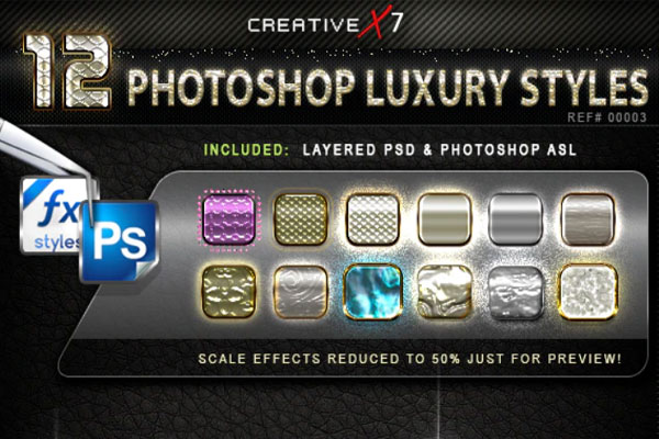 12种豪华大气风格的文本图层样式素材