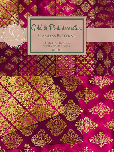 金色&粉红色锦缎数码纸纹理背景素材