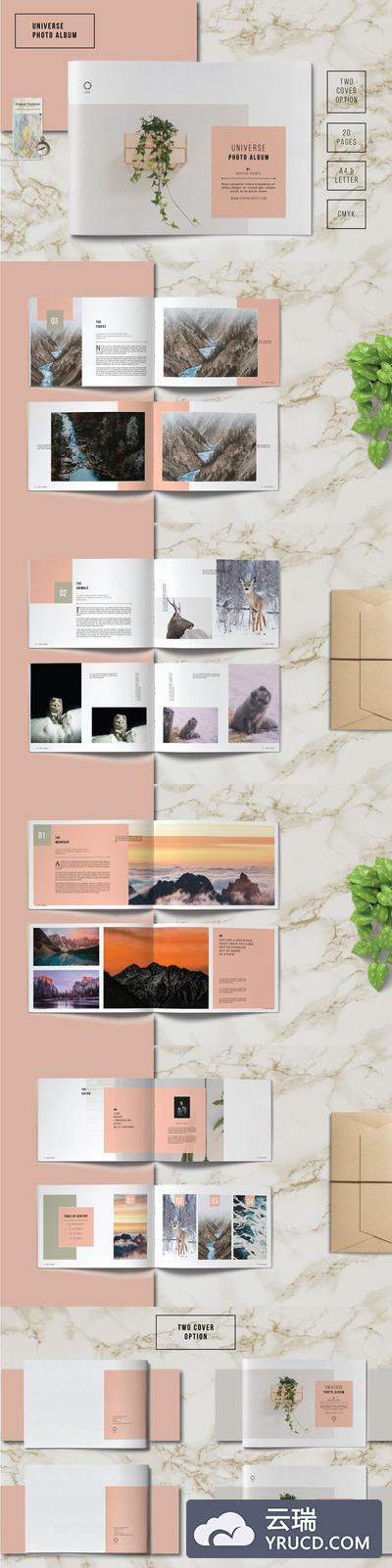 横版排版设计旅行风景杂志画册模板