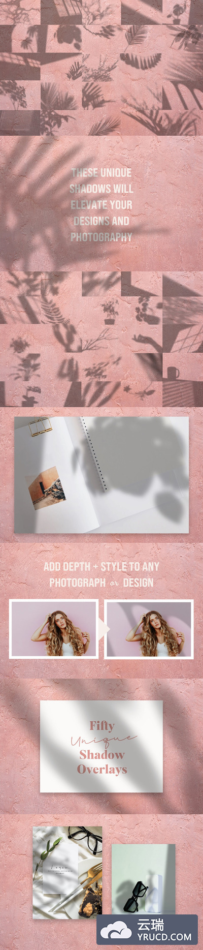 50高品质的50个独特的阴影叠加背景纹理集合