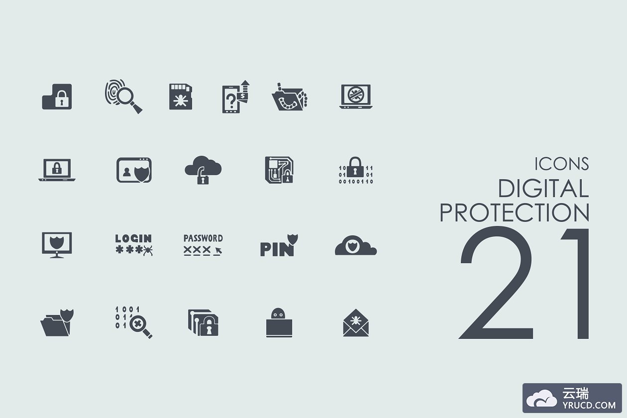 数字保护图标素材 21 digital protection icons