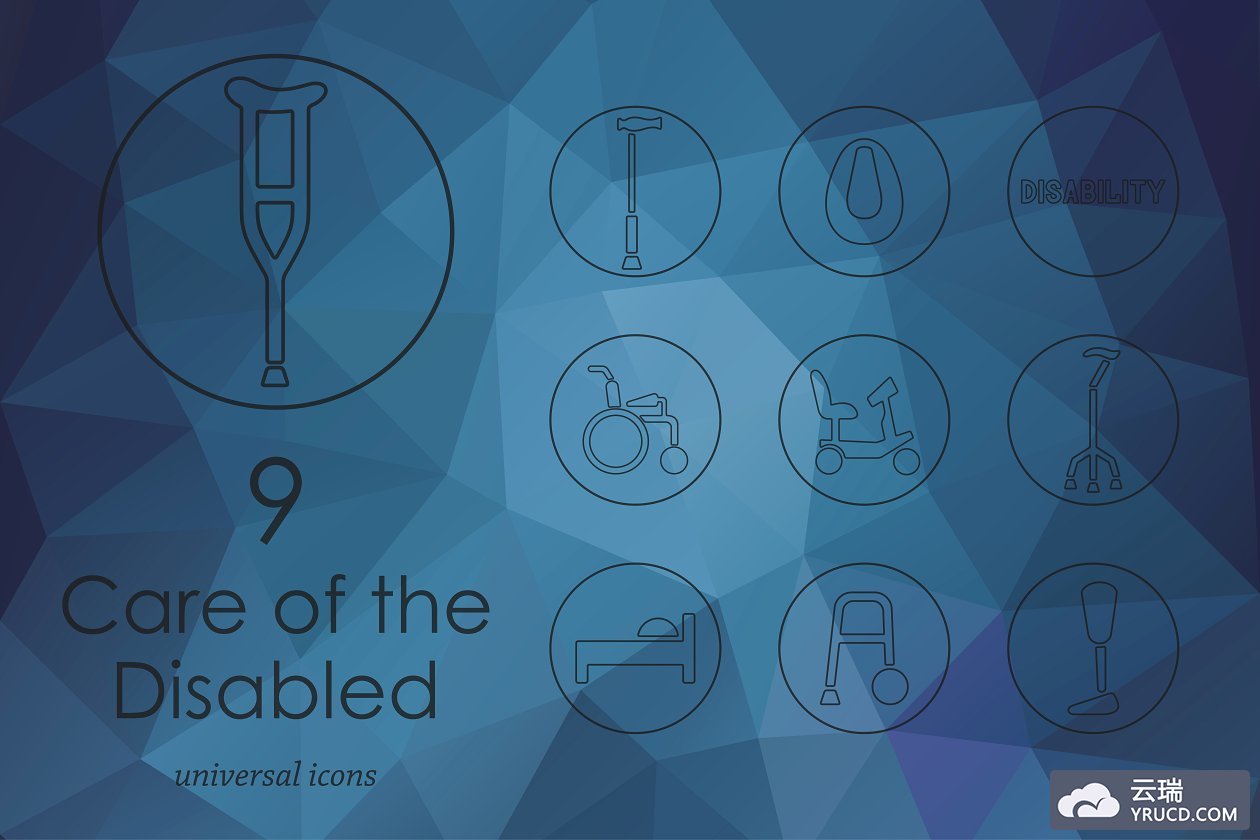 残疾人矢量图标 9 People with Disabilities icons
