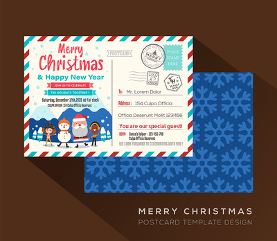 有趣的复古的圣诞节贺卡模板下载[EPS]
