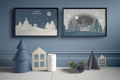 3D效果的圣诞节场景素材PSD下载[PSD]