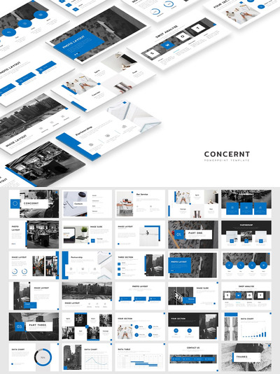 时尚高端简约专业的高品质图表大数据powerpoint幻灯片演示模板（pptx）