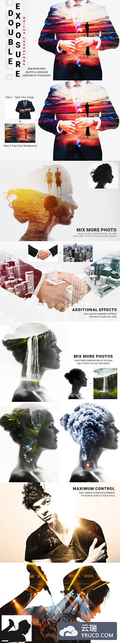 PS动作 | 抽象专业照片双重多重曝光拼贴照片效果