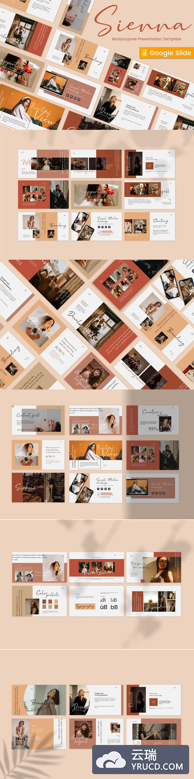 时尚高端优雅秋季深秋金色配色的Google Slide谷歌幻灯片演示模板（pptx）