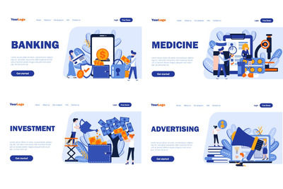 时尚高端扁平化风格的网站着陆页详情页banner海报插画设计模板-5