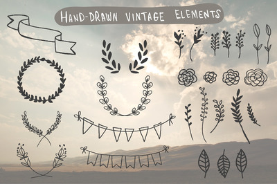 手绘经典元素插画 Hand-Drawn Vintage Elements