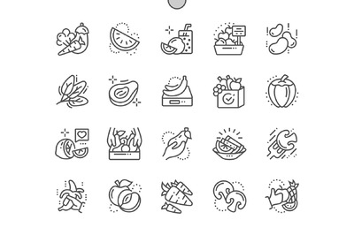 水果蔬菜图标素材 Fruits and Vegetables Line Icons