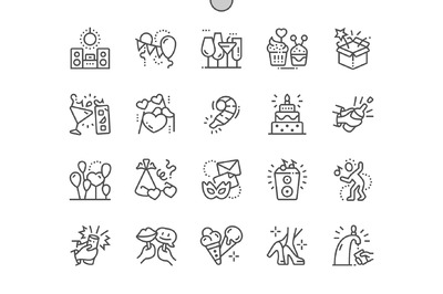 晚会派对图标素材 Party Line Icons