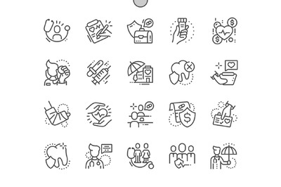 医疗保险线图标 Medical insurance Line Icons
