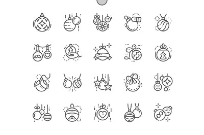 圣诞球图标素材 Christmas balls Line Icons