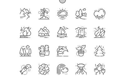 自然植物图标素材 Nature Line Icons