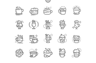 咖啡类型图标 Coffee types  Line Icons