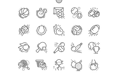 球类元素细线图标 Sport Balls Line Icons