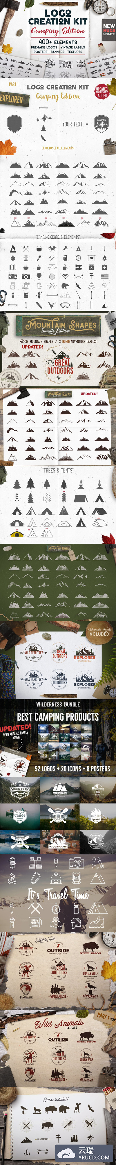 经典复古冒险户外拓展品牌logo设计模板库[Ai]